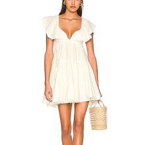 Free People Undone Mini Dress in Ecru Wash
